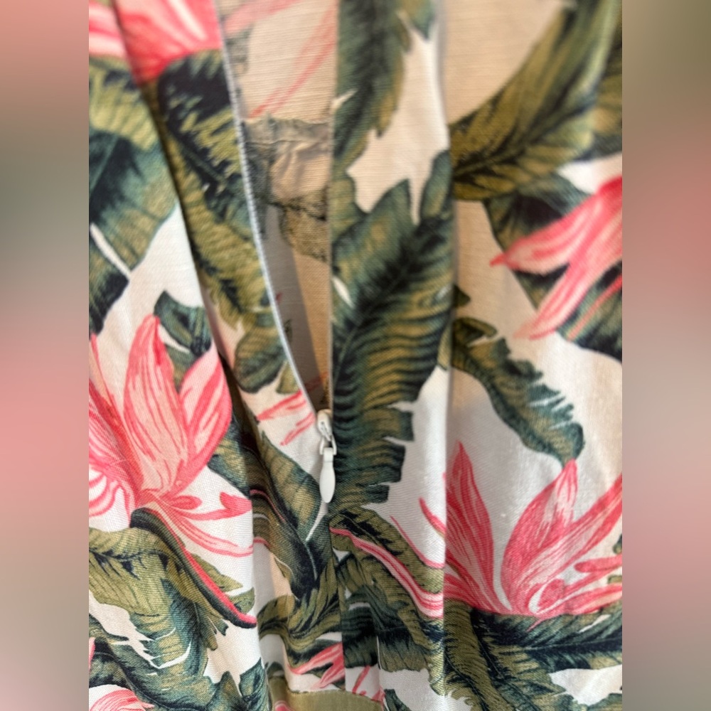 Loft Linen Blend Tropical Print Maxi Dress size 4 - Picture 9 of 15